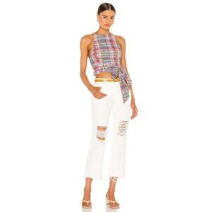 WE THE FREE PEOPLE Maggie White Mid Rise Destroyed Straight Leg Jeans, Size 29